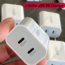 1-10 Lot 40W Dual USB Type-C Fast PD Charger Adapter For iPhone Android Samsung