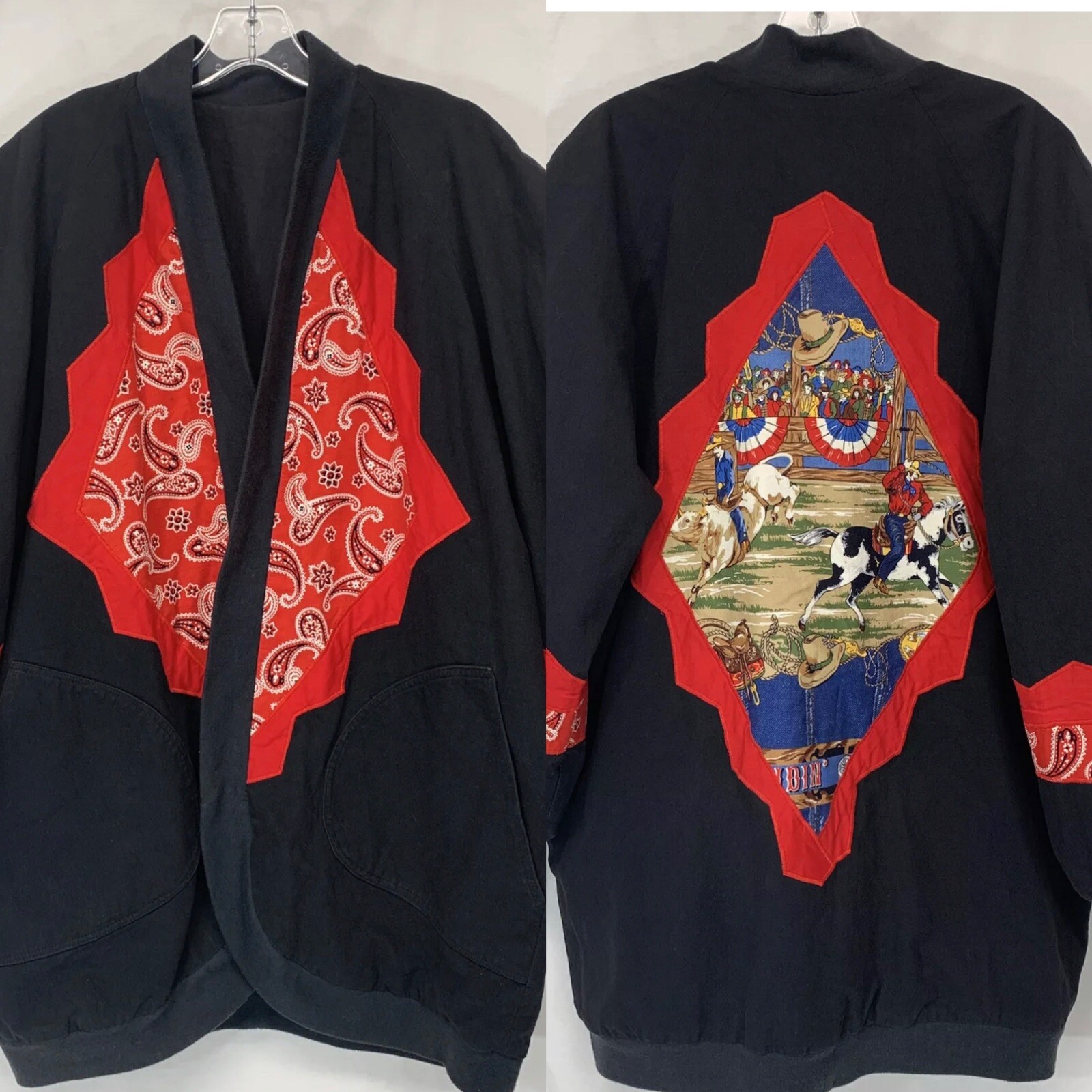 "YIP-E-YI-A" Reversible Patchwork Western Graphic… - image 1