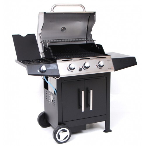 Barbecue a Gas con Pietra Lavica Australiano 3 Bruciatori Fornello BBQ Coperchio