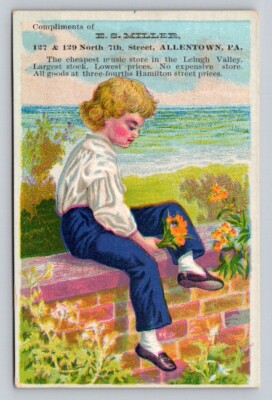 E S Miller Music Store Child Brick Wall Lehigh Valley Allentown PA P135
