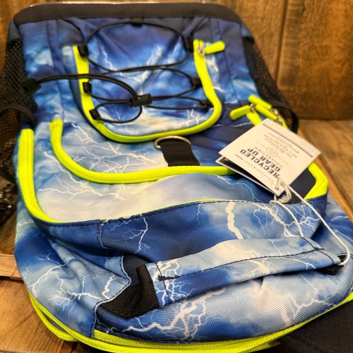 POTTERY BARN TEEN GEAR-UP / ROLL-UP STORM XL BACKPACK LAPTOP ~ BLUE NEON YELLOW - Picture 5 of 12