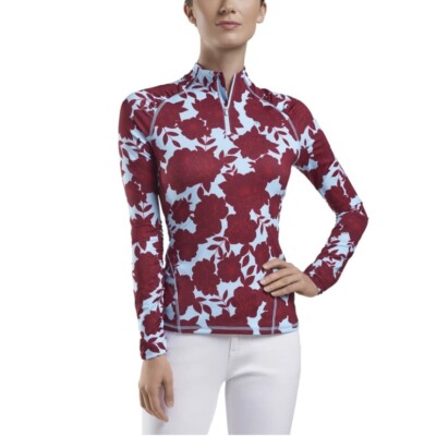 G/Fore Floral Print Quarter Zip Top Baja Size Large Womens Golf GFore NEW