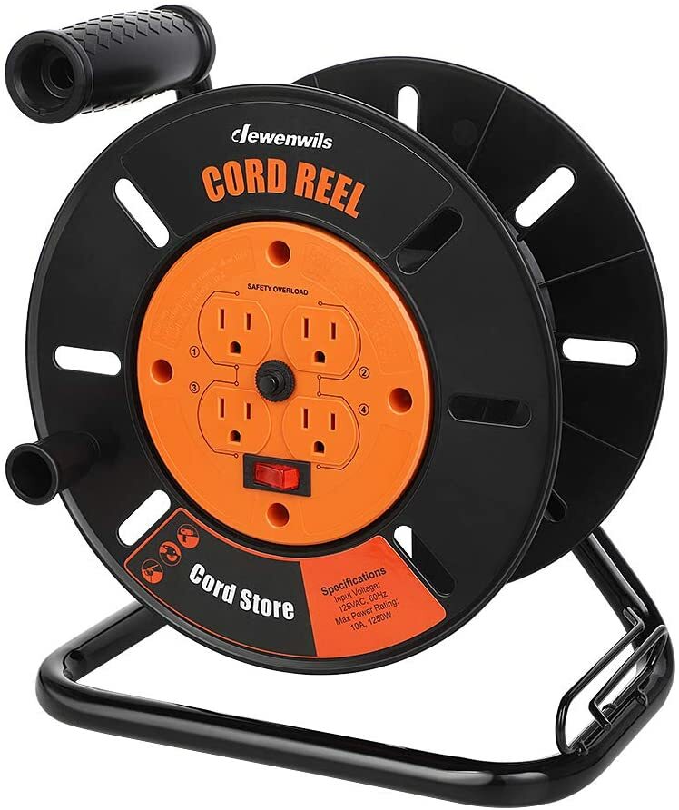 DEWENWILS Extension Cord Storage Reel Open Cord Reel with 4-