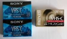 Total Lot of 3 New/ 2 SONY VHS C 30 Min per Cassette  1 MAXELL VHS C