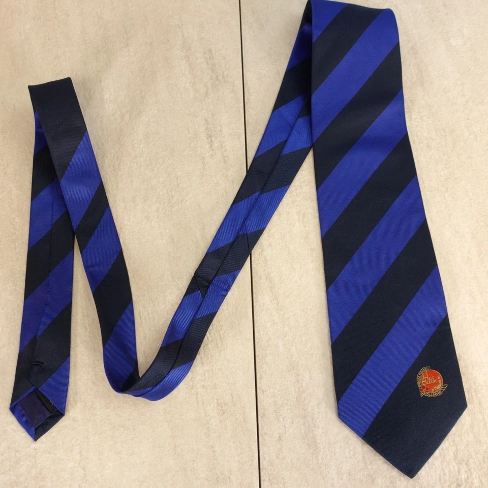 Corbata de cuello Burlington Repp para hombre azul marino a rayas regimiento Niigata logotipo Fukawu Japón Foto 3 de 4