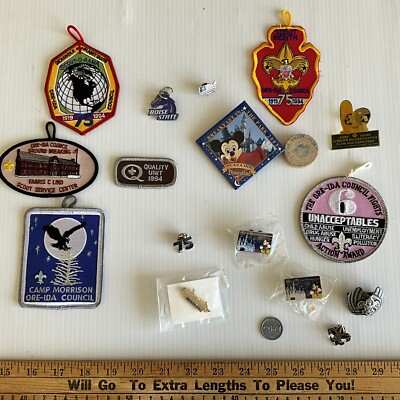 Vintage Junk Drawer Boy Scouts Advertising Disney Patches Pins