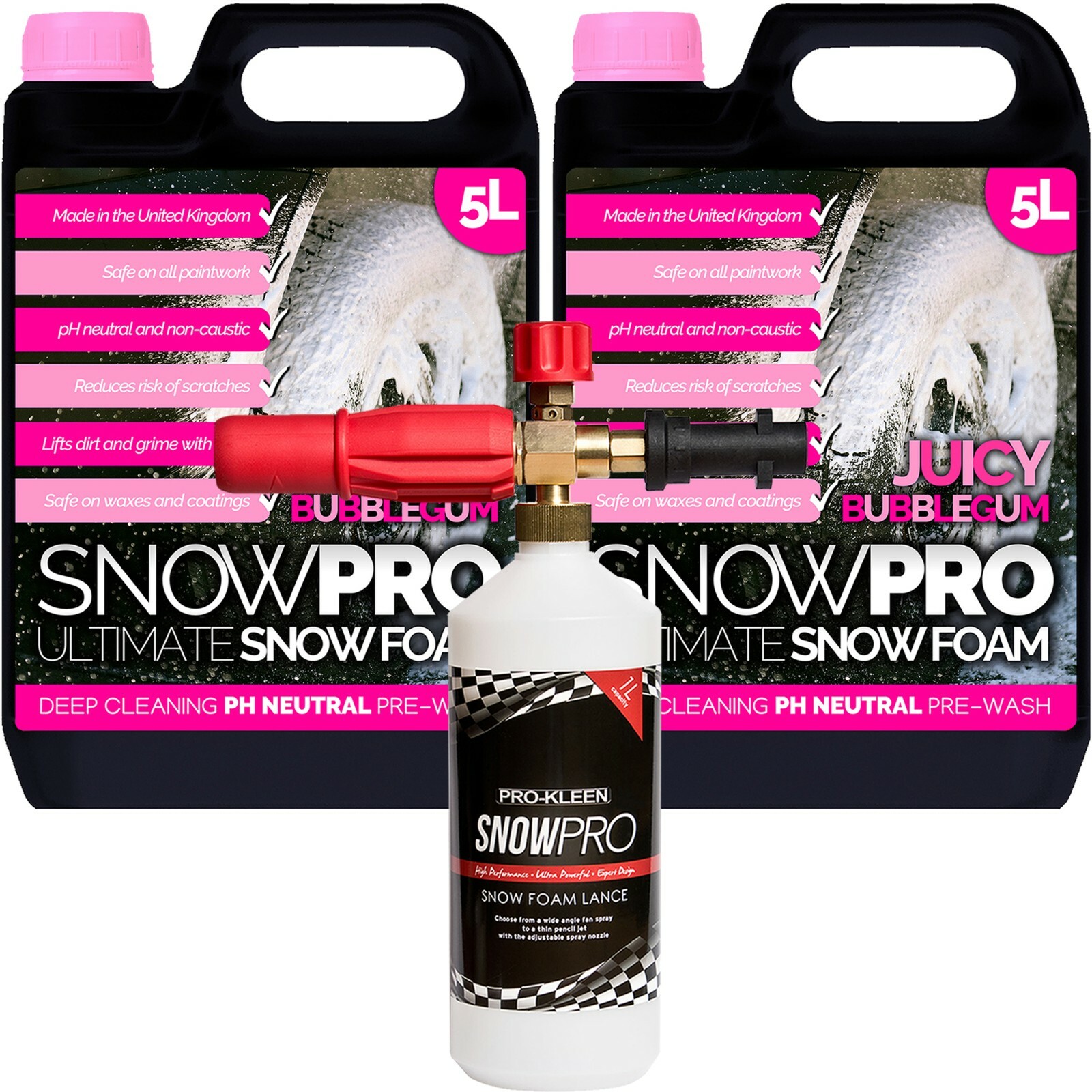(1 X Prokleen Karcher Lance) Snowpro Bubblegum Snow Foam 10L Detailing Kits - Image 2