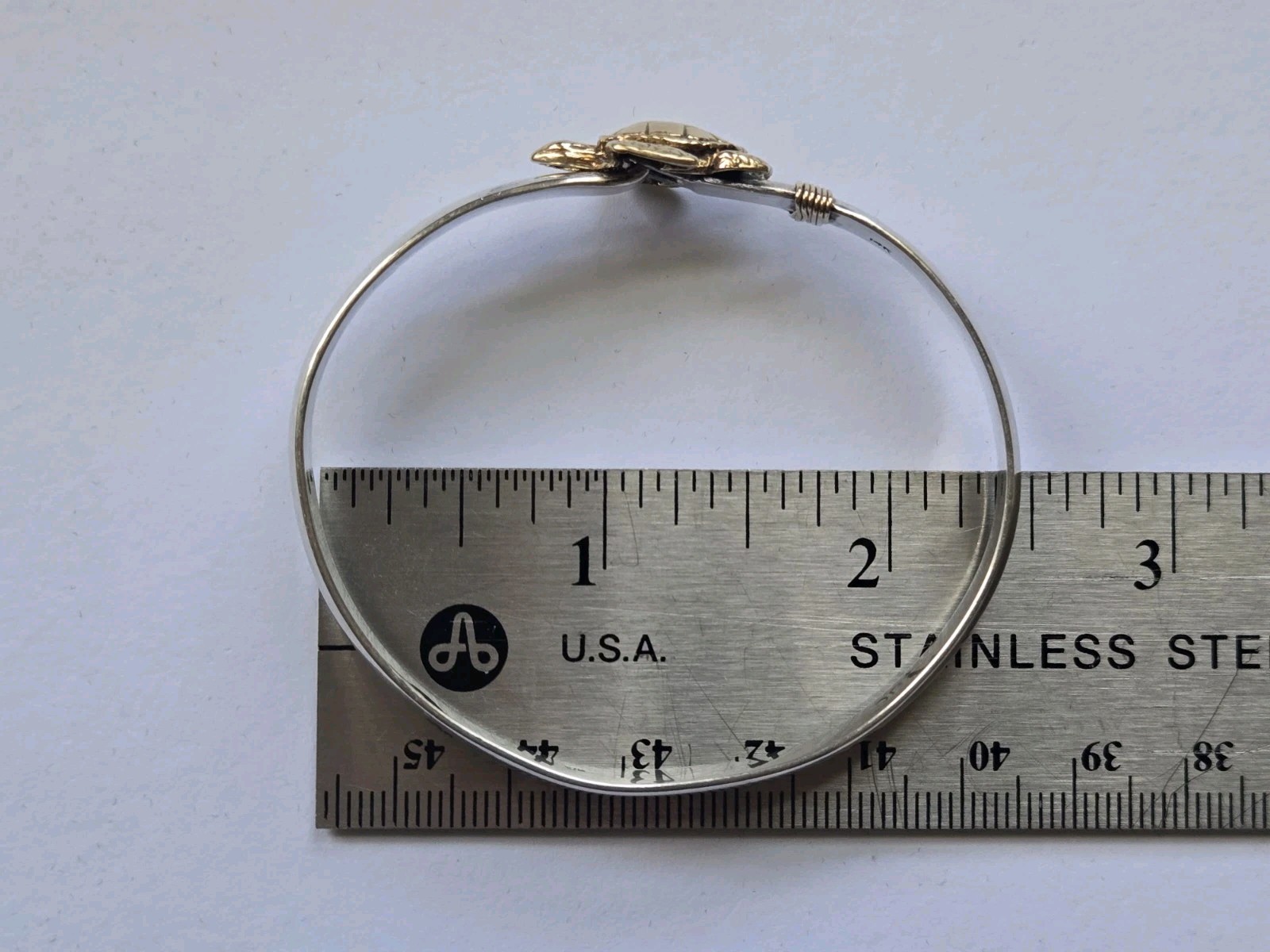 Sterling Silver 14K Solid Gold Turtle Cuff Bracel… - image 17