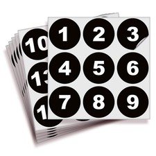 iSYFIX Black Consecutive Number Stickers 1 to 50 2-inch 1 Set Vinyl Self ...