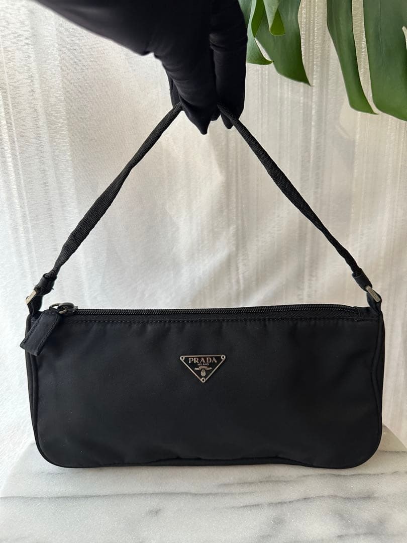 PRADA handbag Pouch Traingle LOGO Nylon Black Accessory Casual Japan thumbnail 2
