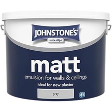 Johnstone's 10L Contract Matt Emulsion Grey Paint Walls Plaster Build Home House