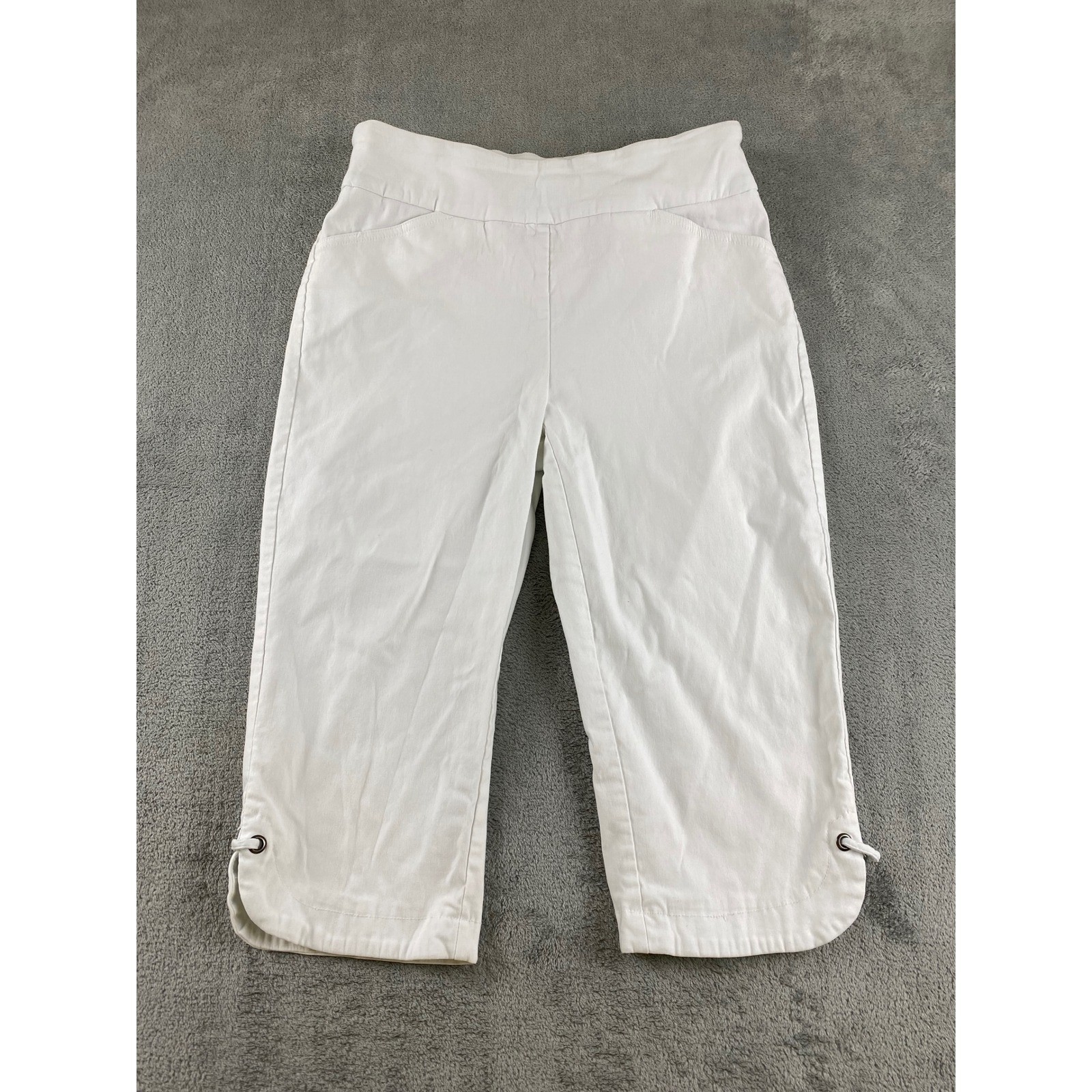 Patchington White Capri Pants Cropped Drawstring … - image 1
