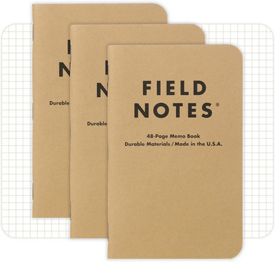 : Original Kraft 3-Pack - Graph Paper Memo Books - Grid Paper 48 Page Pocket Not