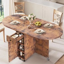 Folding Dining Table for 4 Kitchen Dining Room Dinnertable with Storage Drawer