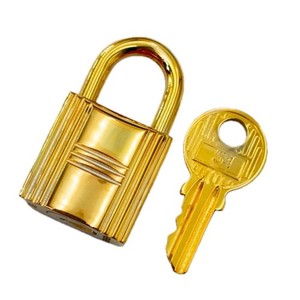 Authentic Hermes Cadena Padlock Key No.51 24K Gold Plated Lock Charm Used