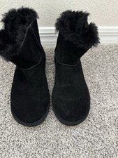 UGG 1123621 Faux Fur Lined Suede Pull On Ankle Bootie Black US 5