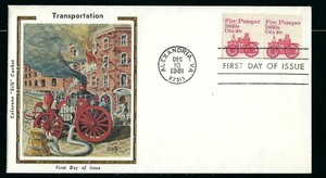 Fire / FDC by Colorano "Silk" Cachet / 1863 Amoskeag Steamer