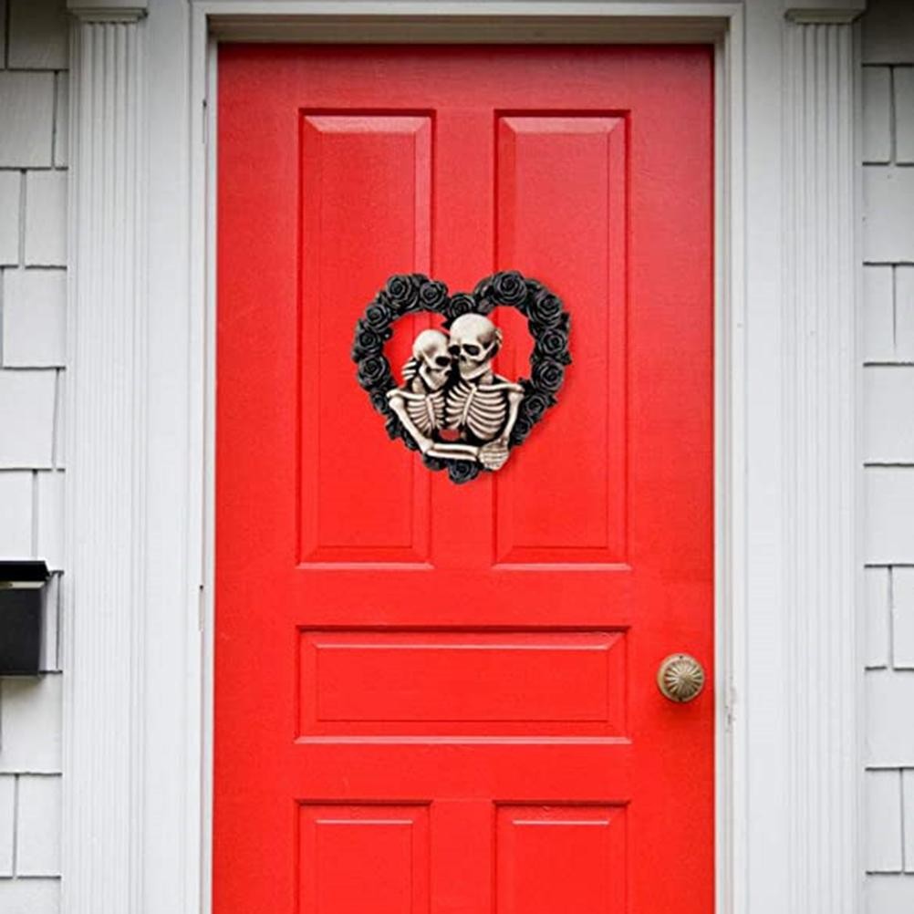 Halloween Skeleton Wreath Heart Shaped Skeleton Wreath For Halloween Door Decora