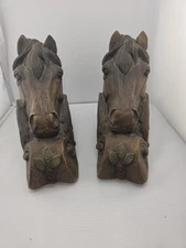 Equestrian Horse Head Corbels Curtain Rod Drapery Pole Holders • Telle M Stein