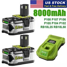 18V For RYOBI P108 One Plus High Capacity Battery Charger Lithium-Ion 8.0Ah