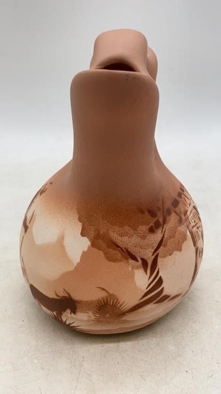 Signed Native American cabinet wedding vase 5 1/2 inches tall