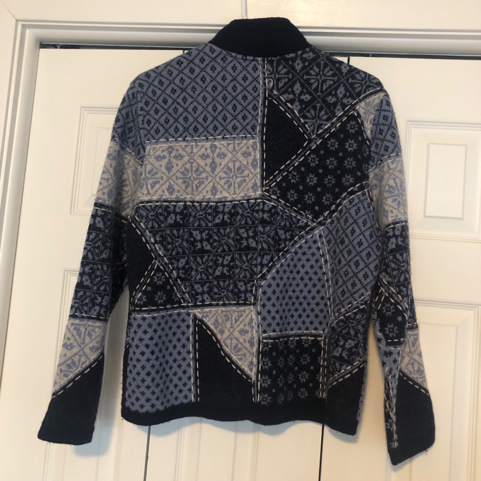 Talbots Merino Wool Patchwork Full Zip Cardigan S… - image 2
