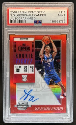 2018-19 Contenders Optic Shai Gilgeous-Alexander Red Rookie Auto #/99 PSA 9