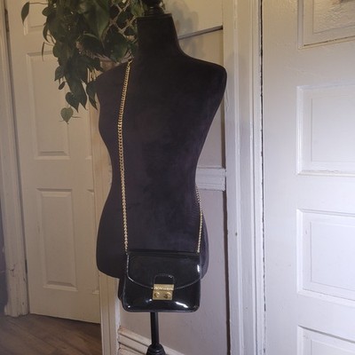 BCBGeneration Milly Crossbody Handbag Mini Black Faux Leather Chain Strap Bag