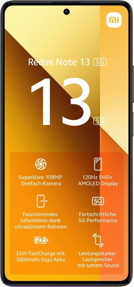 XIAOMI Smartphone Redmi Note 13 6,7Zoll 5G 8+256GB 108MP Graphite Black B-WARE - Bild 2 von 4