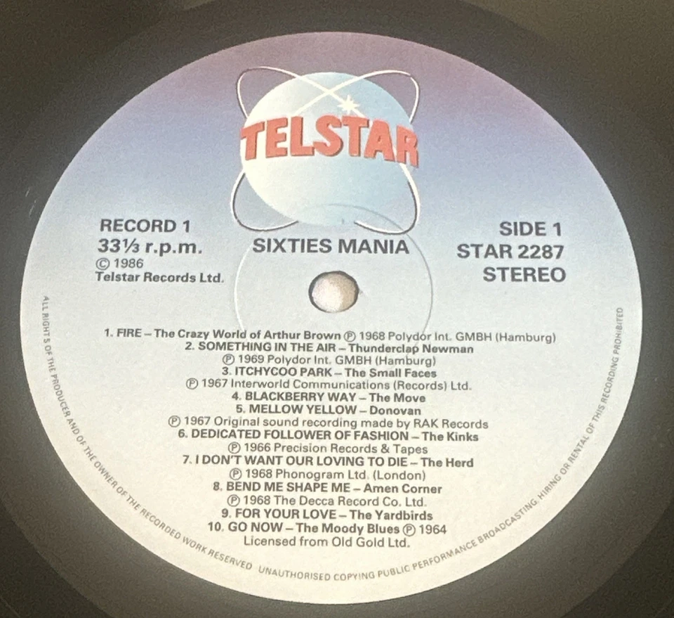 Various, Sixties Mania - Rock Pop 2 x Vinyl LP Record 1986 (STAR 2287) EX / EX - Image 4 of 4