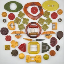 Vintage Bakelite Catalin Bits N Pieces Lot Parts for Repurpose All Tested 400 Gr