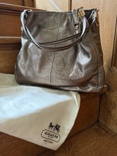 COACH Madison Metallic Leather Phoebe Shoulder Bag Purse F32397 Bronze Gold