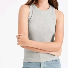 Banana Republic Stretch Rib Tank Top Crew Neck Sleeveless Womens XXS Gray ~ New
