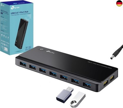 TP-Link UH720 7-Port USB 3.0 Hub mit netzteil, 2 × 2,4A Ladeports, 5 Gbit/s High