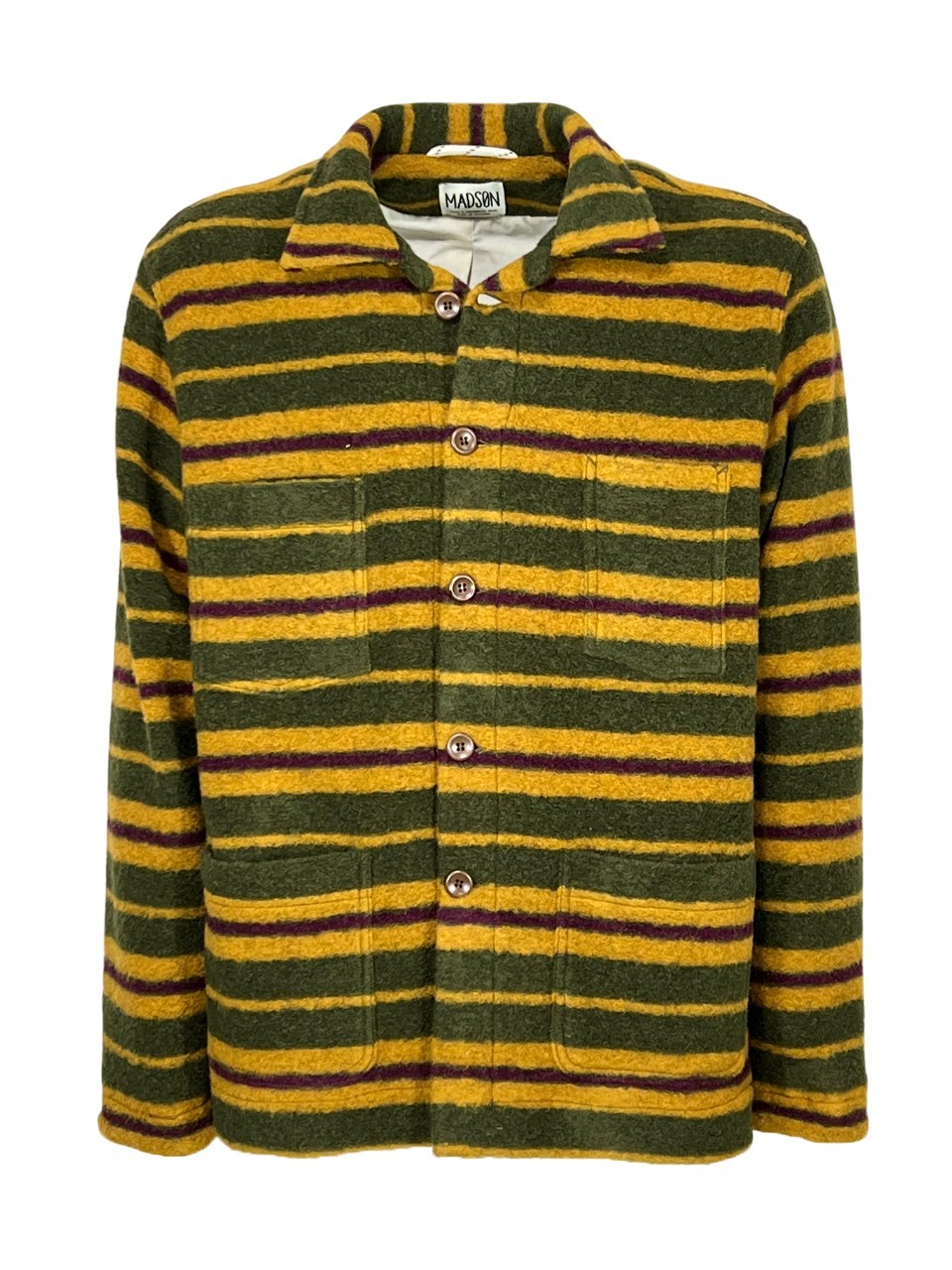 MADSON BottegaChilometerZero Jacke Schurwolle Streifen senfgrün DU25236 WORK