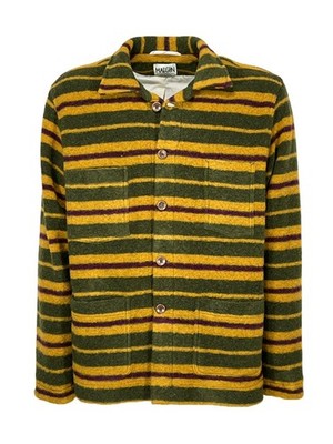 MADSON BottegaKilometriZero Wool Baked Mustard Striped Jacket/Green DU25236 WORK