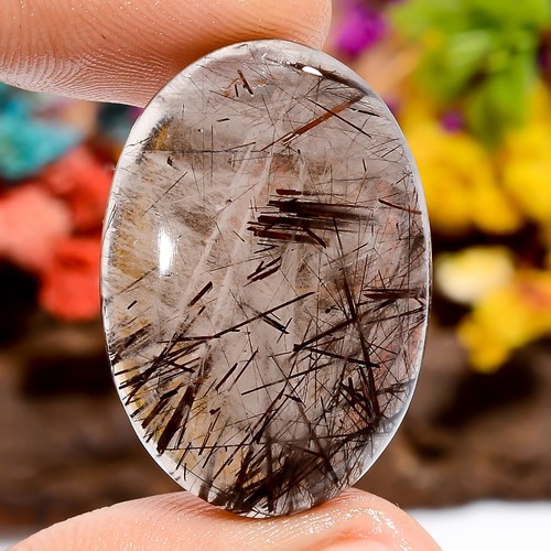 28 Ct. Natural Oval Copper Rutile Quartz Spiritual Cabochon Gemstone 29X19X5 mm - Picture 1 of 4