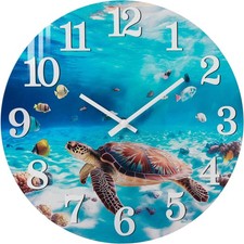 Large Outdoor Clock Waterproof - Coastal Beach Nautical Ocean Wall Clocks wit.