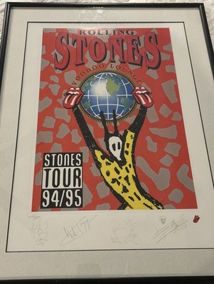 Rolling Stones voodoo lounge tour framed 1994-1995 signed and authentic. Framed.