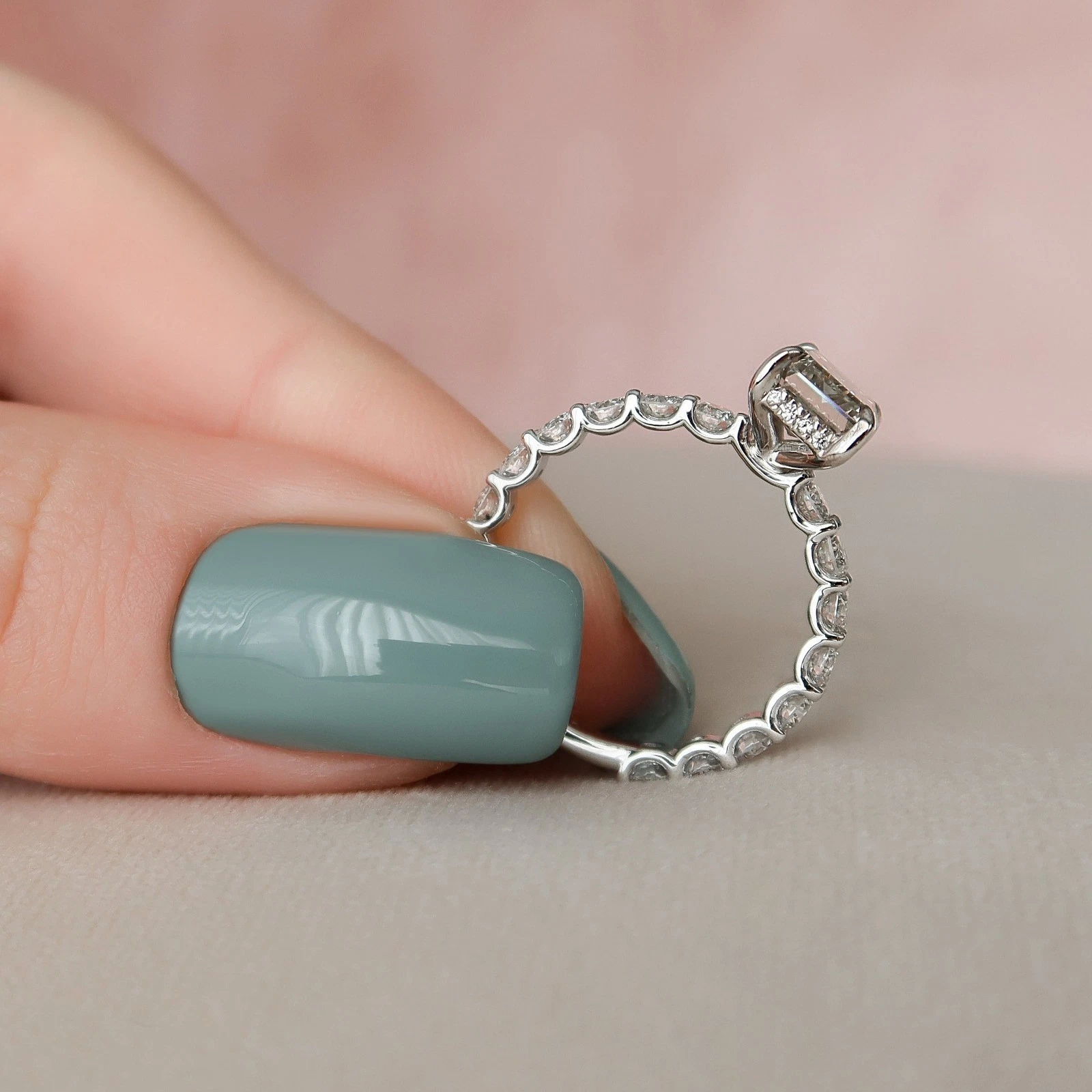 4.00 CT Emerald Lab Grown Diamond Engagement Ring IGI Certified 14k Gold image-2