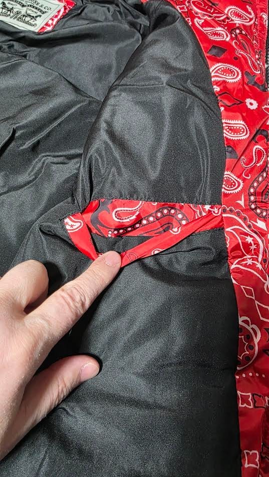 Levi's Men's Heavyweight Hooded Puffer WARM Jacket Red Bandana Brand NEW - $225