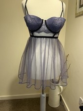 Victoria's Secret Sheer Purple Lingerie, Babydoll, Balconette, Sexy 34B, Dress