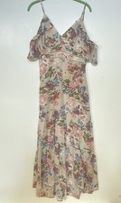 Floret Studios Dress Womens Size S Multicolor Floral Ruffle Maxi Cold Shoulder