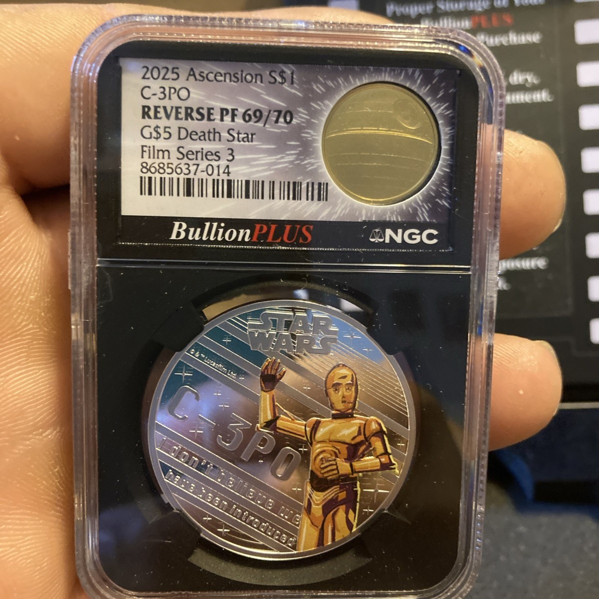 Star Wars Death Star 1/10 oz Gold Coin & C-3PO 1oz S- Bullion Plus