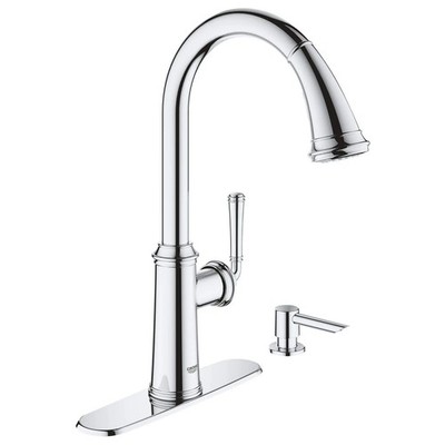 GROHE Gloucester Chrome Single Handle Kitchen Faucet with Sprayer