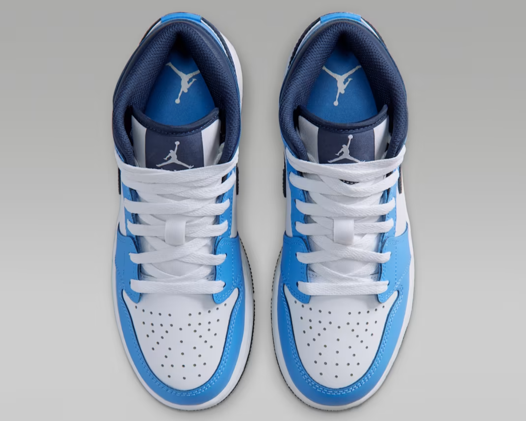 Air Jordan 1 Mid University Blue White Sail Navy Big Kids' (GS