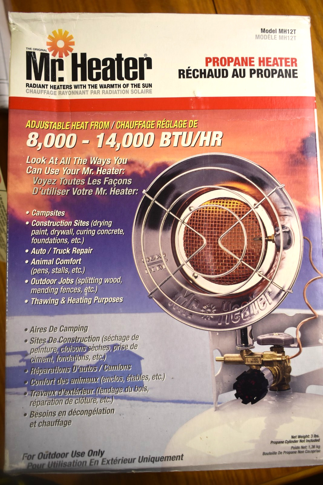 Portable Radiant Propane Heater 8,000-14,000 Btu W/box Tested Works