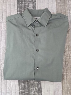 Beverly Hills Polo Club Men's Dress Shirt Medium 15/15.5 Green Long Sleeve