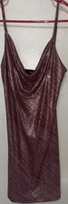 NEW Forever 21 Medium Knit Dress - SHO ROSE Maroon/Gold Metallic Mini Dress! 🍀