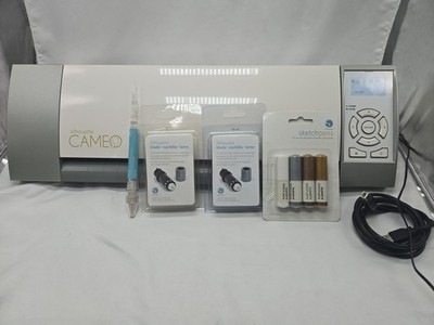 Silhouette Cameo 1 Cutting Machine W/ Cables 2 Blades Pens Tool & Travel Case